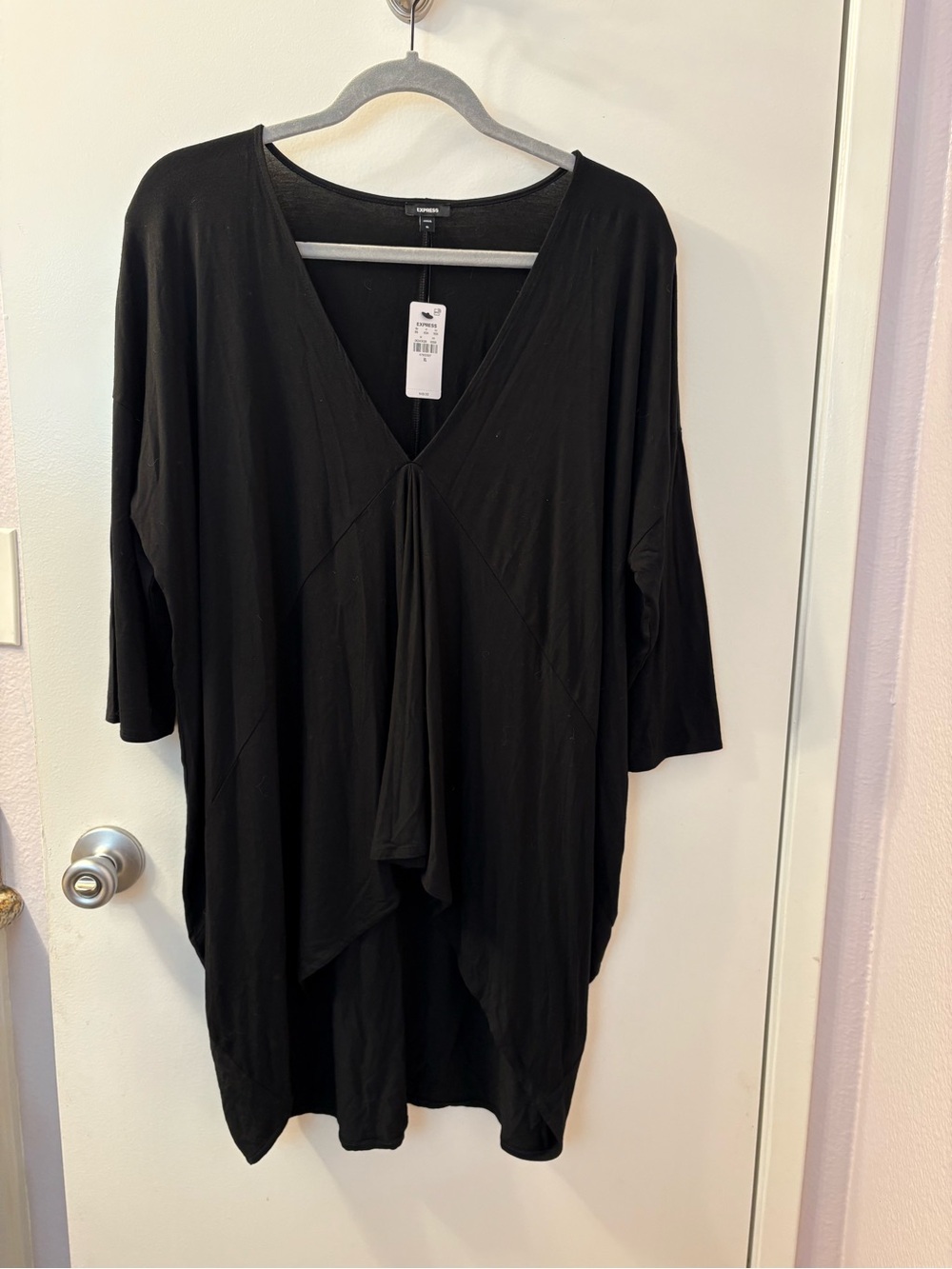 Express Black V-Neck Draped Tunic XL NWT